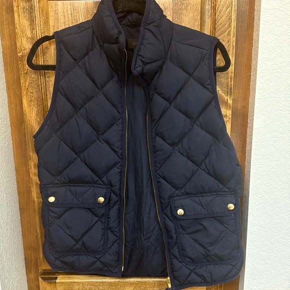 J. Crew Jackets & Blazers - J. Crew Women’s Navy Quilted Zip Up Vest with Two ButtonFront Pockets Size Small